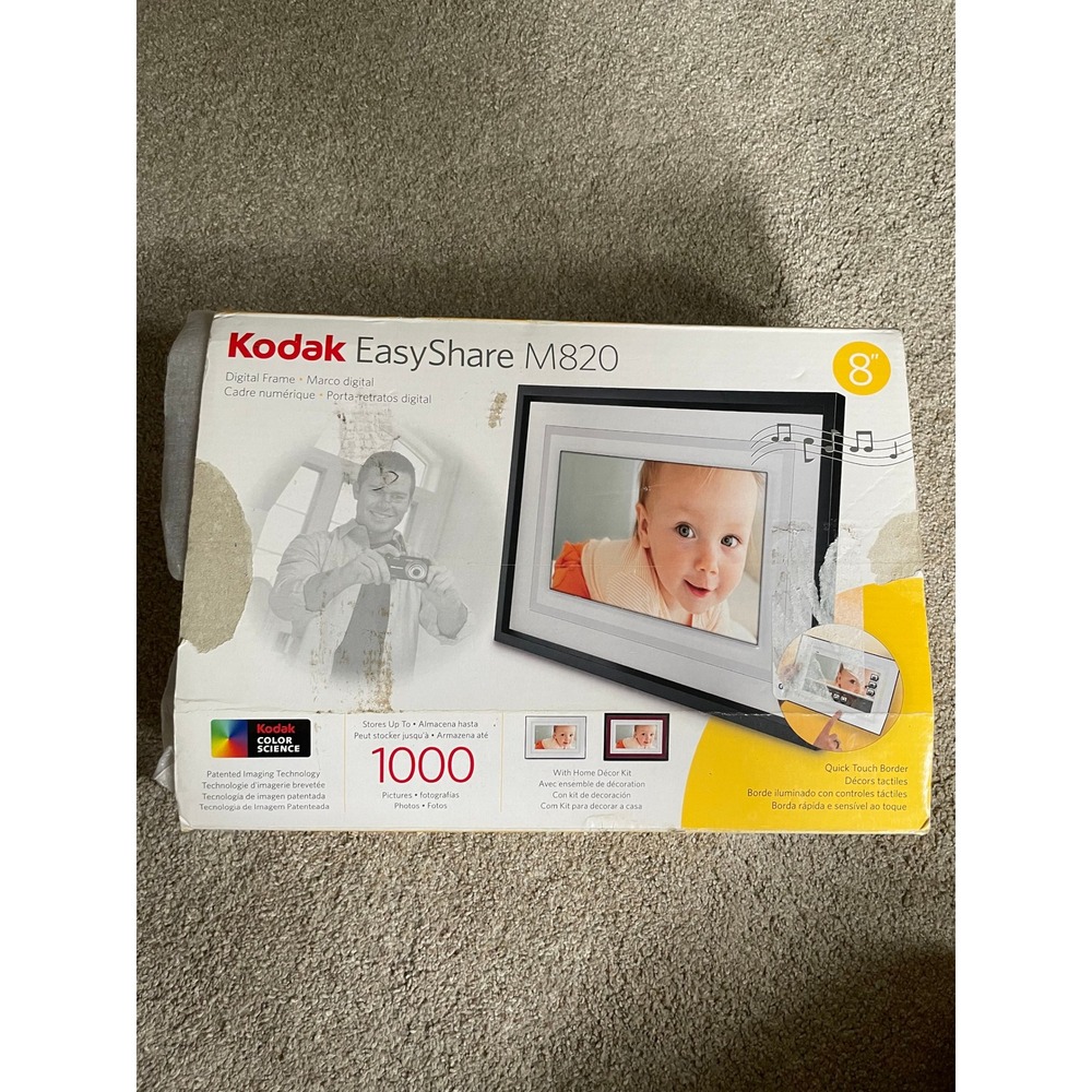 Kodak EasyShare M820 8 Inch Digital Photo Frame Black Shadowbox Multimedia 128MB